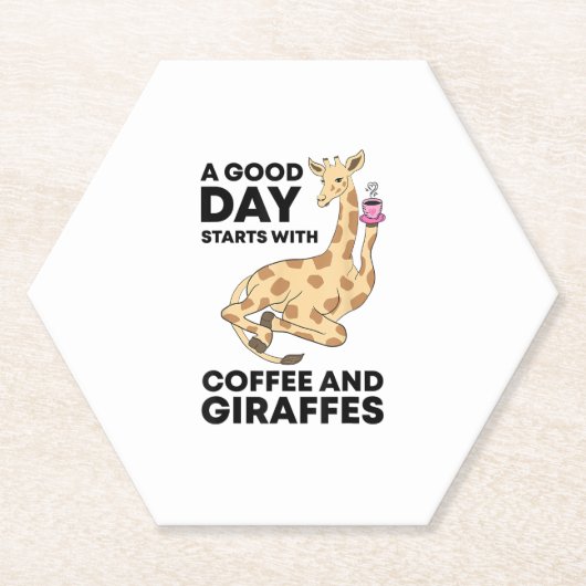 Good Day Starts With Coffee & Giraffe Gift Funny Kartonnen Onderzetters (Voorkant)