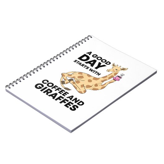 Good Day Starts With Coffee & Giraffe Gift Funny Notitieboek (Linkerzijde)