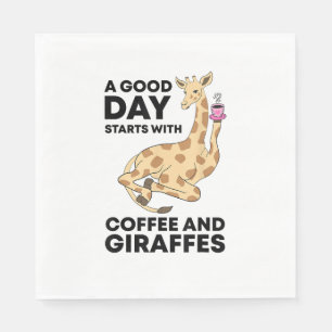 Good Day Starts With Coffee & Giraffe Gift Funny Servet