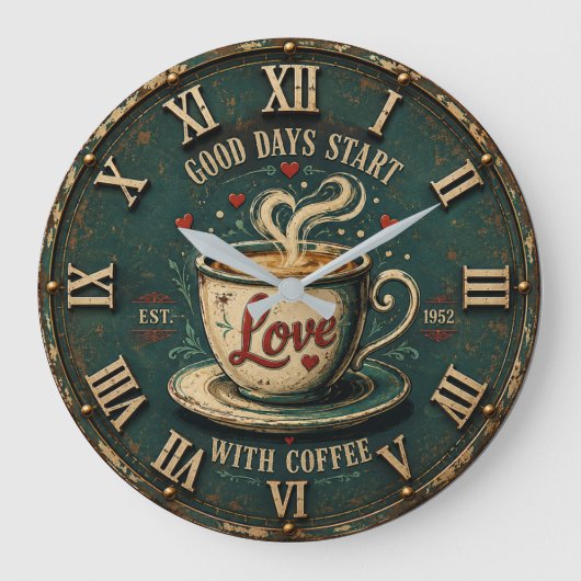 Good Days Start with Coffee Grote Klok (Voorkant)
