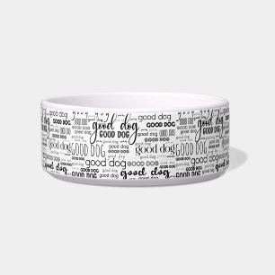 Good Dog Typography Pattern Black and White Voerbakje