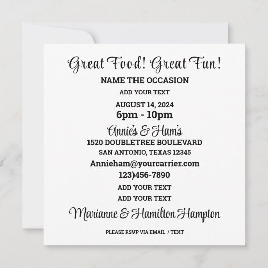 Good Eats Gathering Invitation (Dos)