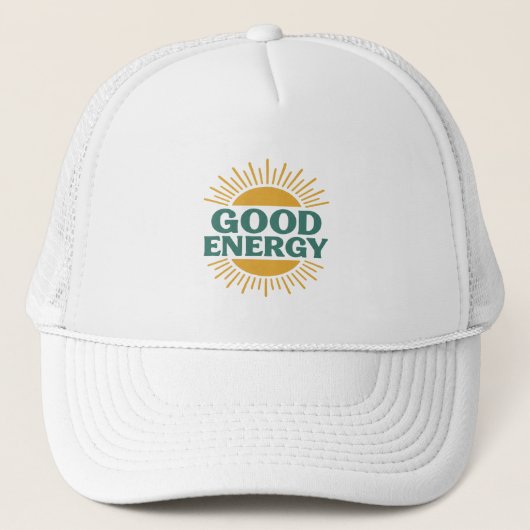 Good Energy- Retro Sunburst Positive Vibes Design Trucker Pet (Voorkant)