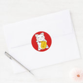 Good Fortune Cat - Maneki Neko Ronde Sticker (Envelop)