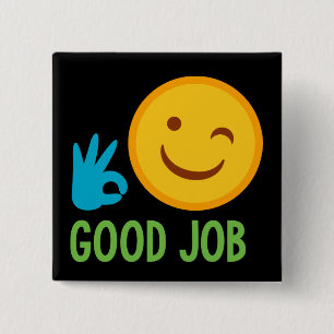 Good Job Emoji Vierkante Button 5,1 Cm
