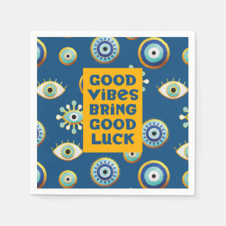 Good Luck and Vibes Evil Eye Napkin Servet