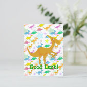 Good Luck Cartoon Dinosaur Briefkaart (Staand voorkant)