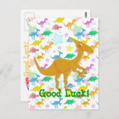 Good Luck Cartoon Dinosaur Briefkaart (Voorkant / Achterkant)