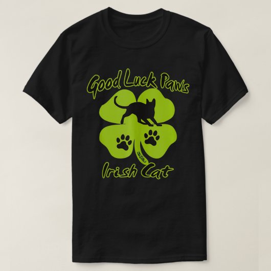 GOOD LUCK CLOVER, IRISH CAT BETAALT St Patrick's p T-shirt (Design voorkant)