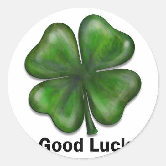 Good Luck Clover Ronde Sticker (Voorkant)