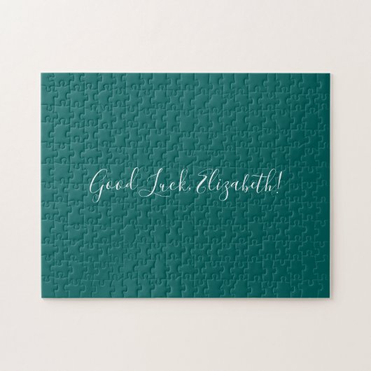 Good Luck Custom Name Script op Solid Blauwgroen F Legpuzzel (Horizontaal)