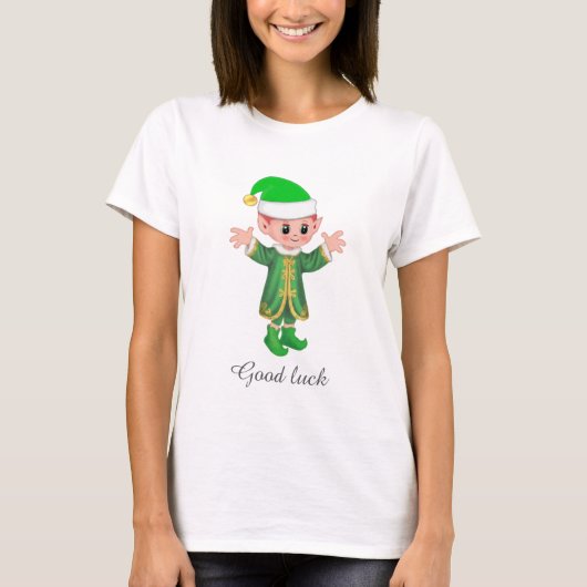 Good Luck Elf & Script T-shirt (Voorkant)