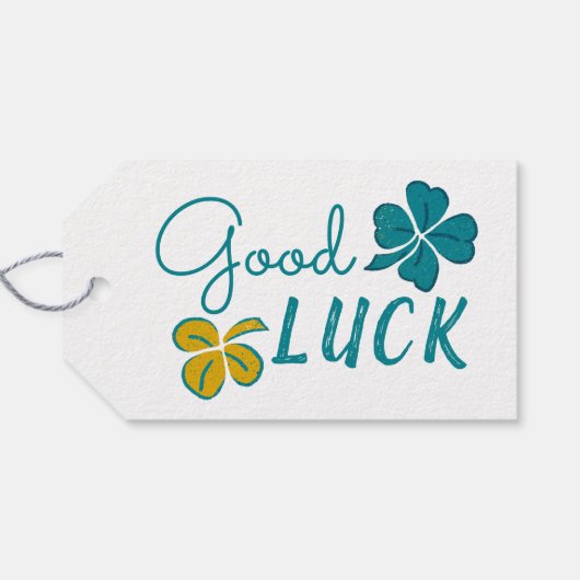 Good Luck Four Leaf Clover Shamrock Cadeaulabel (Achterkant Horizontaal)