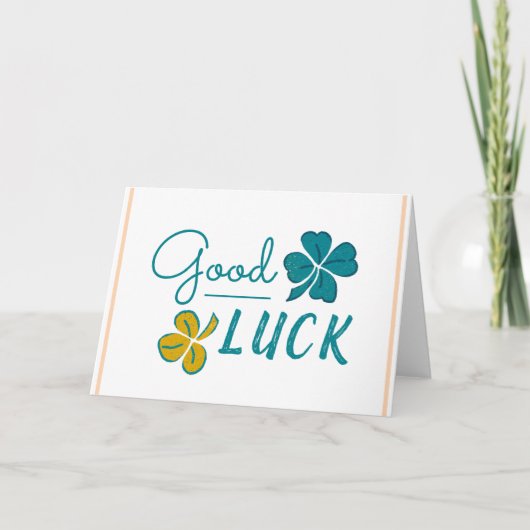 Good Luck Four Leaf Clover Shamrock Feestdagen Kaart (Voorkant)