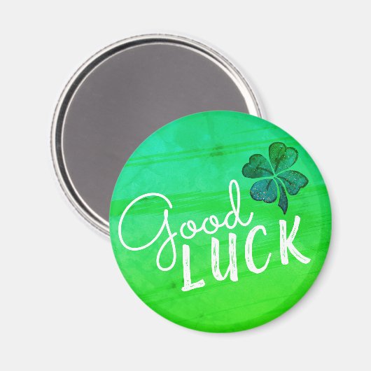 Good Luck Four Leaf Clover Shamrock Magneet (Voorkant / Achterkant)