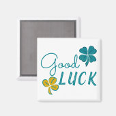 Good Luck Four Leaf Clover Shamrock Magnet (Recto/Verso)