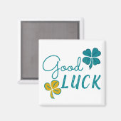 Good Luck Four Leaf Clover Shamrock Magnet Magneet (Voorkant / Achterkant)