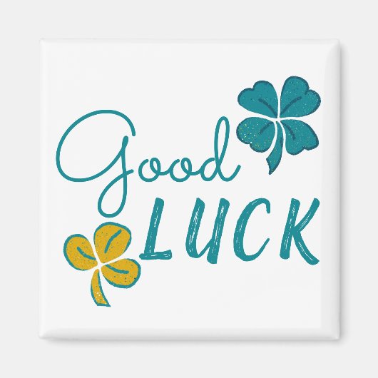 Good Luck Four Leaf Clover Shamrock Magnet Magneet (Voorkant)