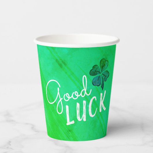 Good Luck Four Leaf Clover Shamrock Papieren Bekers (Achterkant)