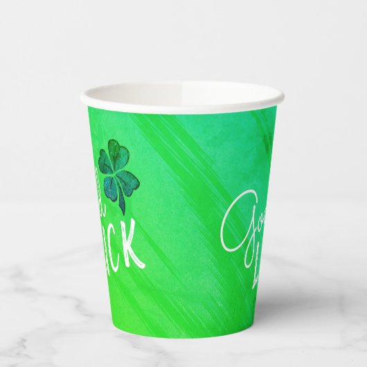 Good Luck Four Leaf Clover Shamrock Papieren Bekers (Links)