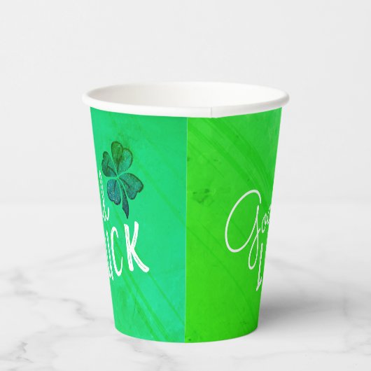 Good Luck Four Leaf Clover Shamrock Papieren Bekers (Rechts)