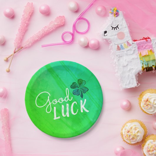 Good Luck Four Leaf Clover Shamrock Papieren Bordje (Feest)