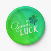 Good Luck Four Leaf Clover Shamrock Papieren Bordje (Voorkant)