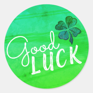 Good Luck Four Leaf Clover Shamrock Ronde Sticker