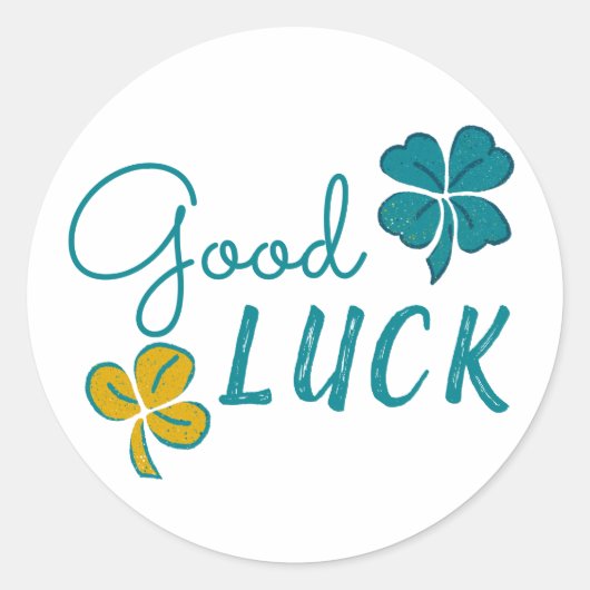 Good Luck Four Leaf Clover Shamrock Ronde Sticker (Voorkant)