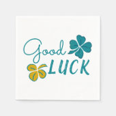 Good Luck Four Leaf Clover Shamrock Servet (Voorkant)