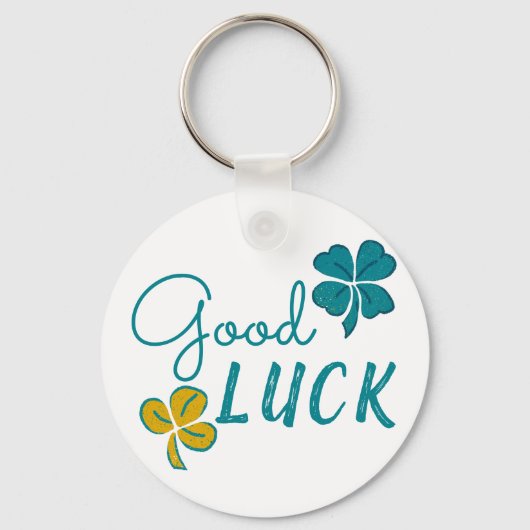 Good Luck Four Leaf Clover Shamrock Sleutelhanger (Voorkant)