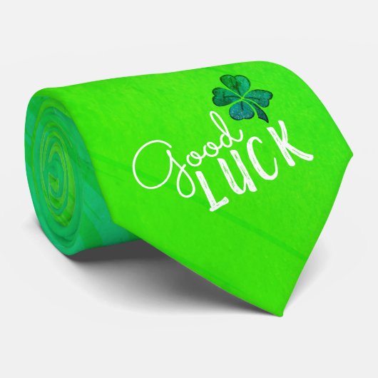 Good Luck Four Leaf Clover Shamrock Stropdas (Opgerold)