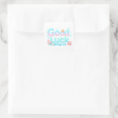 Good Luck Glossy Ocean Pastel Text Vierkante Sticker (Tas)