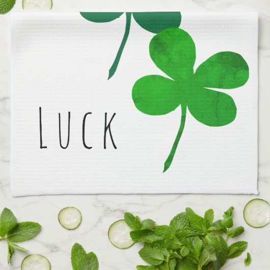 Good Luck Green Lucky 4 Leaves Shamrocks Clover Theedoek (Gevouwen)
