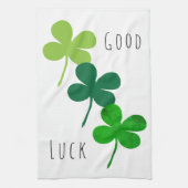 Good Luck Green Lucky 4 Leaves Shamrocks Clover Theedoek (Verticaal)