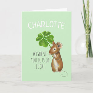 Good Luck Kaart, Sweet Mouse en Vier Leaf Clover Kaart