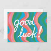GOOD LUCK kleurrijke kool & vun stripes Briefkaart (Voorkant / Achterkant)