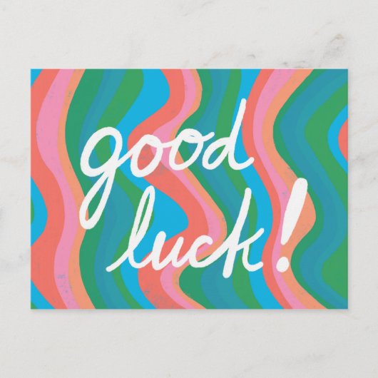 GOOD LUCK kleurrijke kool & vun stripes Briefkaart (Voorkant)