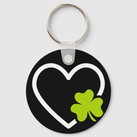 Good Luck Lucky Charm Symbol Clover Heart Sleutelhanger (Voorkant)