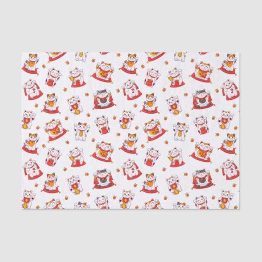 Good Luck Maneki Neko Cats Tissuepapier (Voorkant)