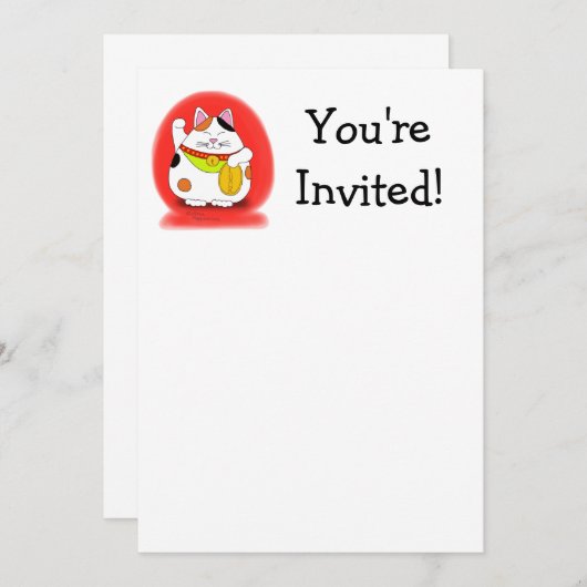 Good Luck Maneki Neko Kaart (Voorkant / Achterkant)