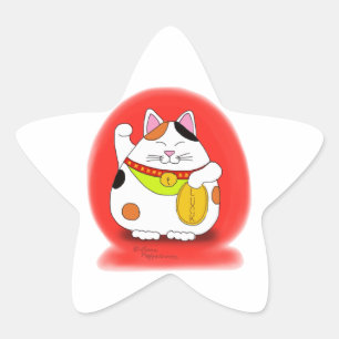 Good Luck Maneki Neko Ster Sticker