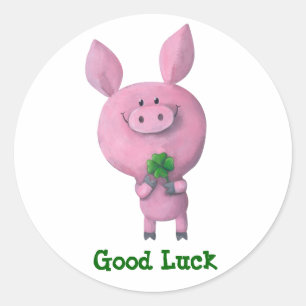 Good Luck Pig Ronde Sticker