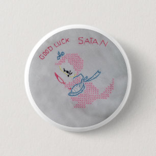 GOOD LUCK SATAN-toets Ronde Button 5,7 Cm