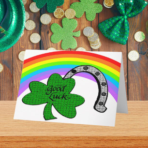 Good Luck Shamrock, Rainbow en Hoefijzer Kaart