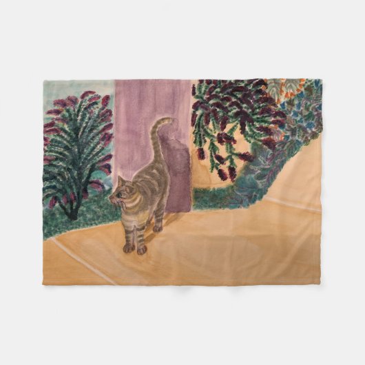 Good Morning Cat Fleece Deken (Voorkant (Horizontaal))