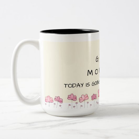 Good morning floral mug - pink flower - motivation (Gauche)