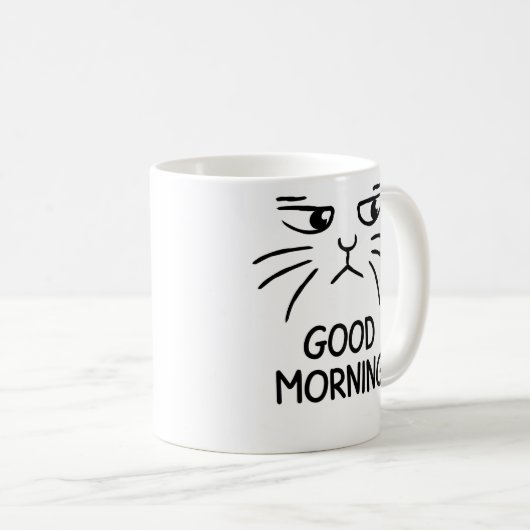 Good Morning – Grumpy Cat Face Coffee Mug (Devant droit)