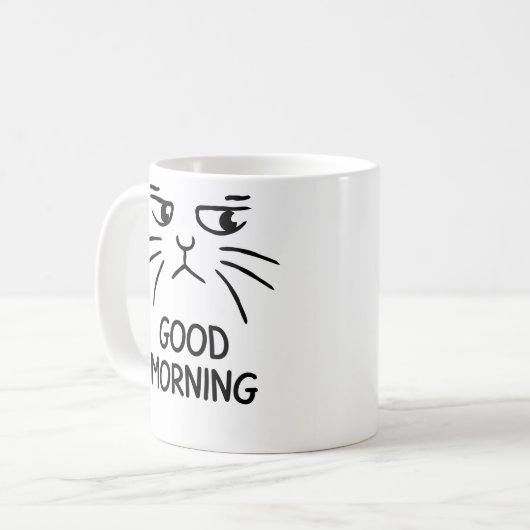 Good Morning – Grumpy Cat Face Coffee Mug (Devant gauche)