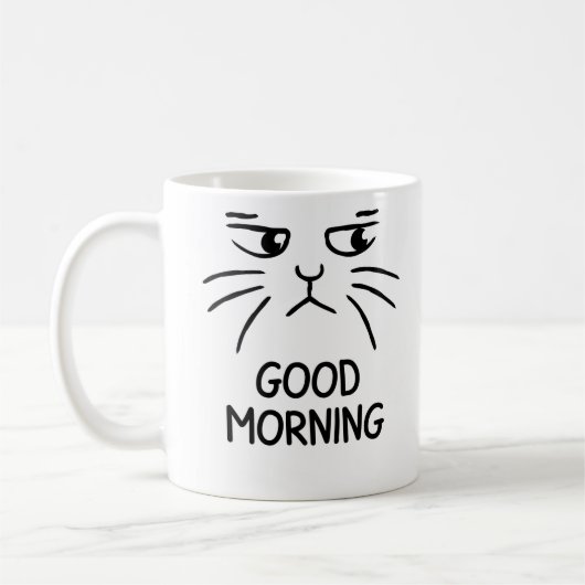 Good Morning – Grumpy Cat Face Coffee Mug (Gauche)
